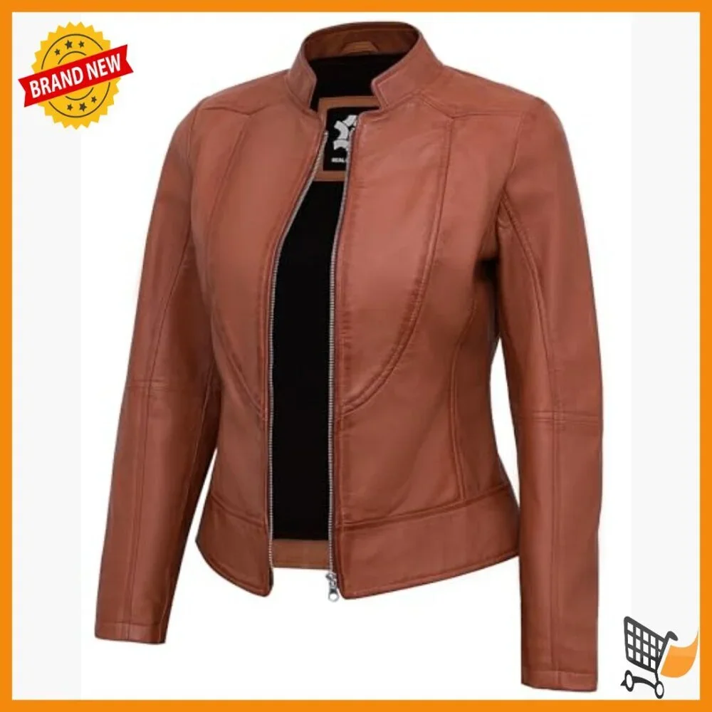 Lambskin Leather Motorcycle Jacket Women's Regular Fit Biker Style